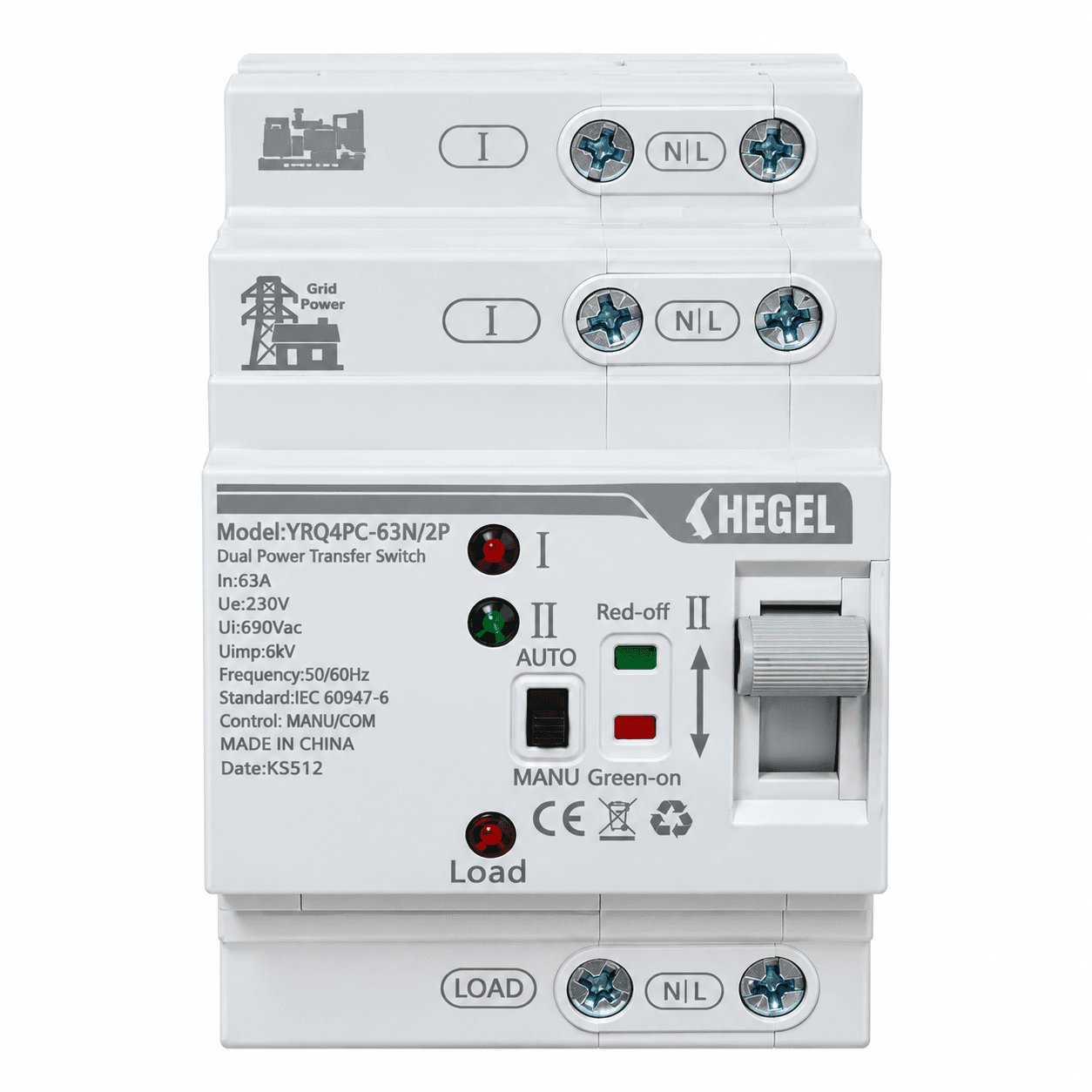 HEGEL 63A Otomatik Transfer Switch — YRQ4PC-63 tedarikçi kaydı